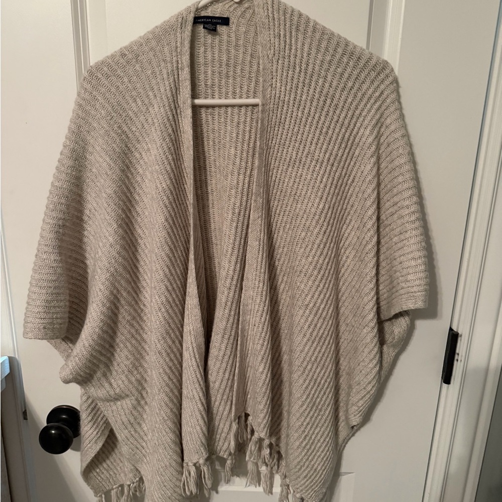 American Eagle Outfitters Cream Knit Poncho